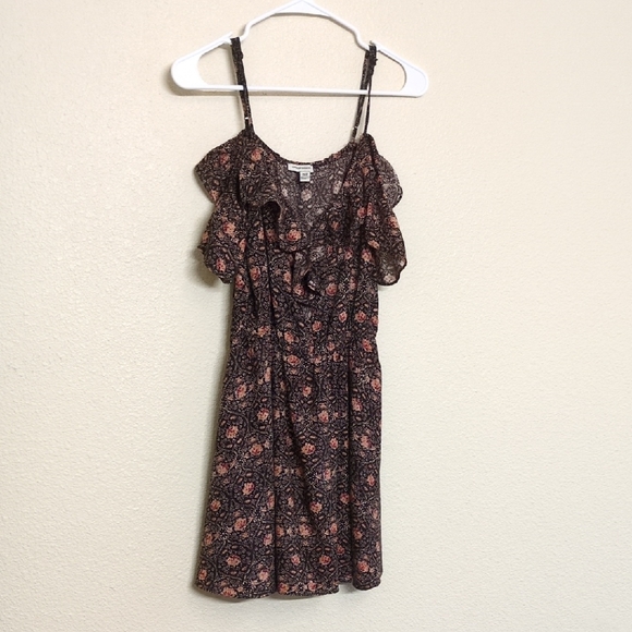 American Eagle Outfitters Floral Patterned Dress Spaghetti Straps Cold Shoulders - Picture 1 of 7
